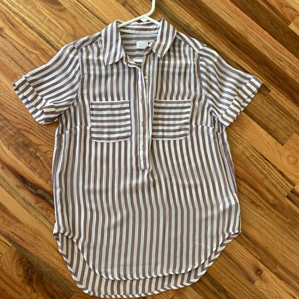 a new day sheer button strip top